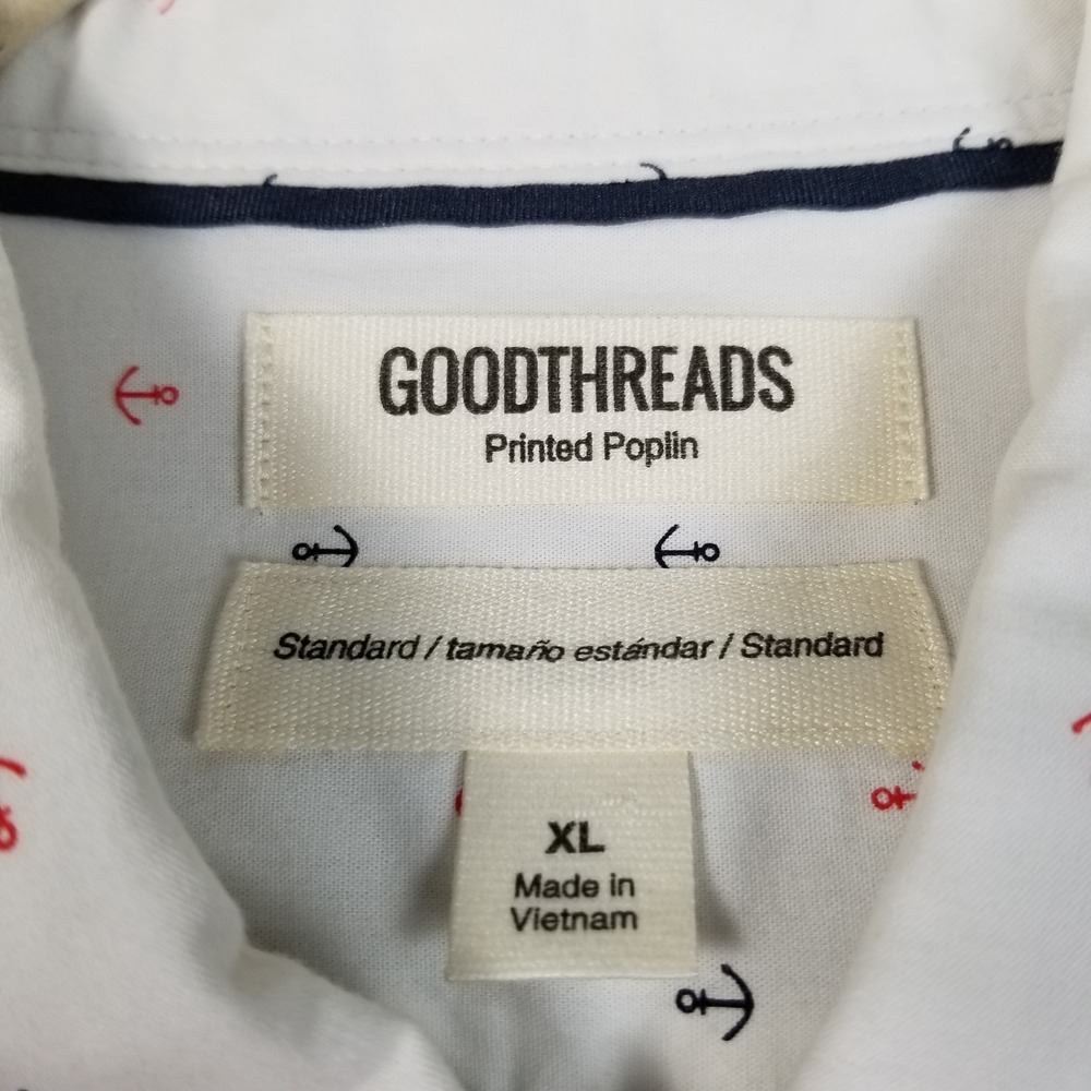 Goodthreads Button Up Shirt Mens XL Anchor Print Sheer Short Sleeves Nautical - Picture 5 of 16